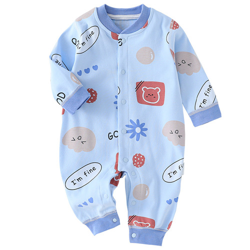 Baby Class A Clothes, Spring and Autumn Children's Pure Cotton Boneless Jumpsuits, Class A Men's and Women's Baby Long-Sleeved Climbing Clothes, Home Clothes