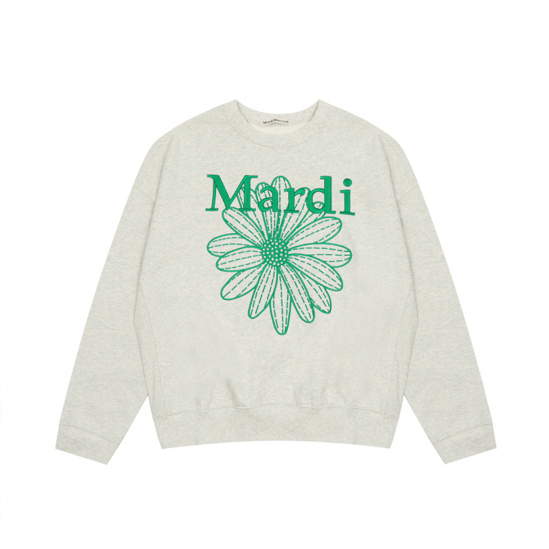 Korean Trendy Brand Sweatshirt with Daisy and Dachshund Print, Same Style as Kim Go-Eun, Cotton Round-Neck Printed Top for Women