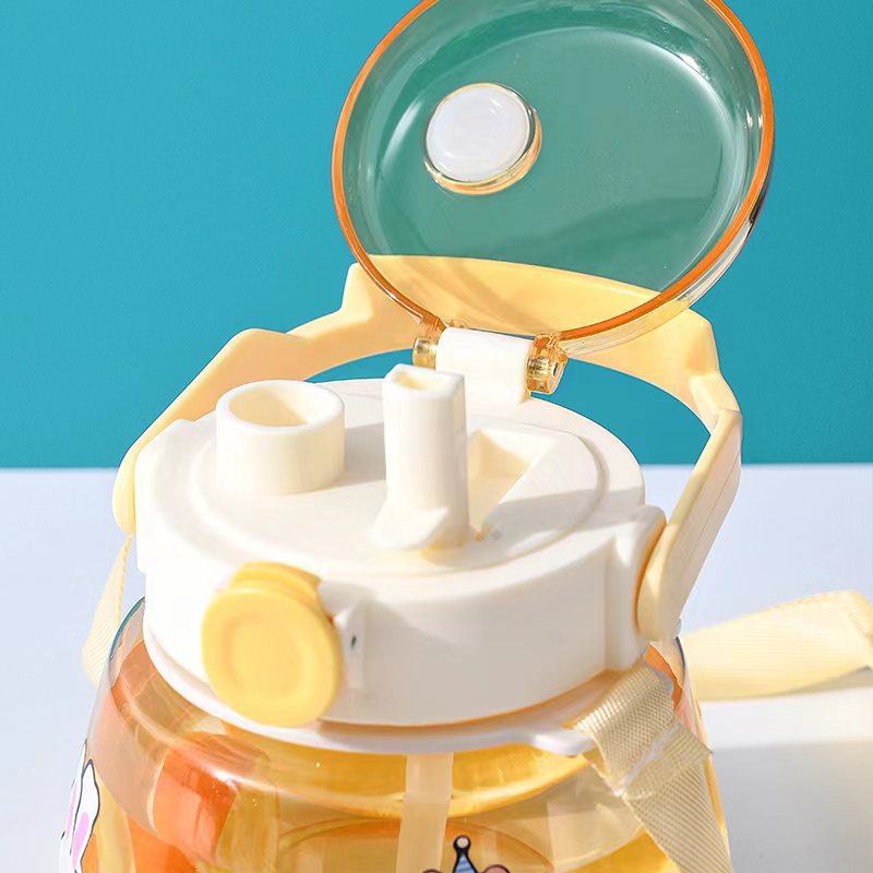 Qitong nueva taza de agua para que los niños vayan a la escuela 1000ml taza de paja de gran capacidad portátil taza de vientre grande para estudiantes en la temporada escolar