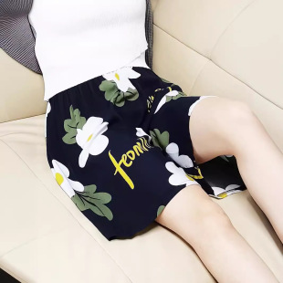 Cotton and silk pajamas Female summer thin short loose air -conditioned home pants can wear large size shorts artificial pants