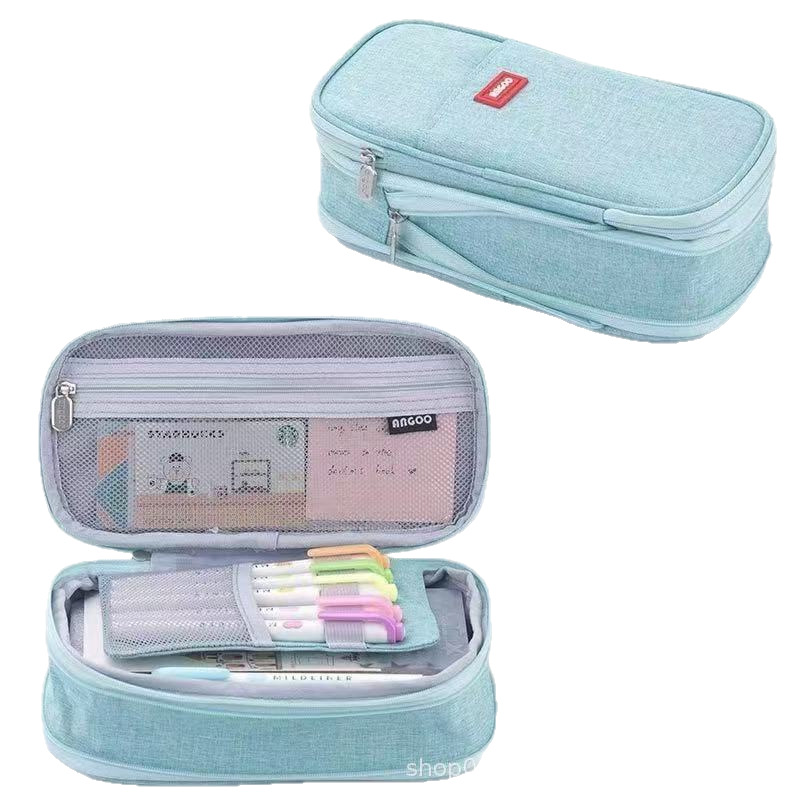 Estuche para lápices japonés de gran capacidad de alto valor Bolso de papelería de lona simple coreano para estudiantes de secundaria para niños y niñas Estuche para lápices lindo