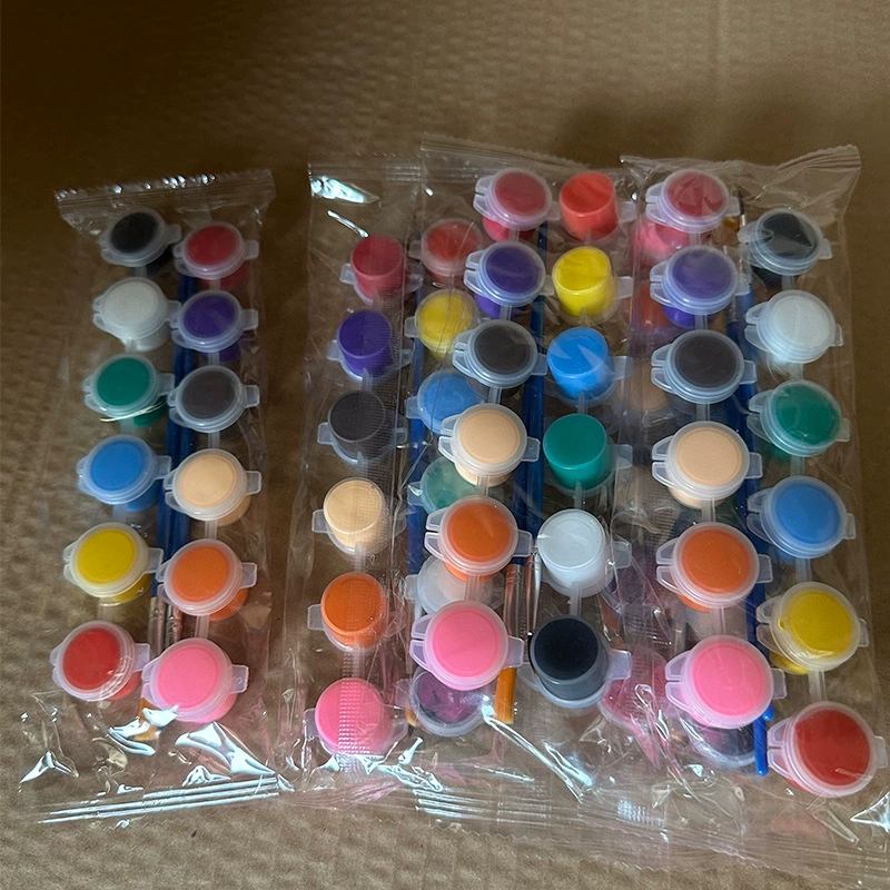 Children's acrylic paint 12 colors suit 6 Siamese kindergarten students art painting graffiti DIY plaster pigment strip