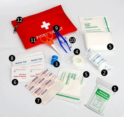 Cross-Border Export Car Emergency Kit First Aid Kit 12-Piece Set Household First Aid Supplies Portable Small First Aid Kit (Kempinq və səyahət) - red-12-piece-set-2014cm-products-are-only-for-export-sales-domestic-sales-are-prohibited