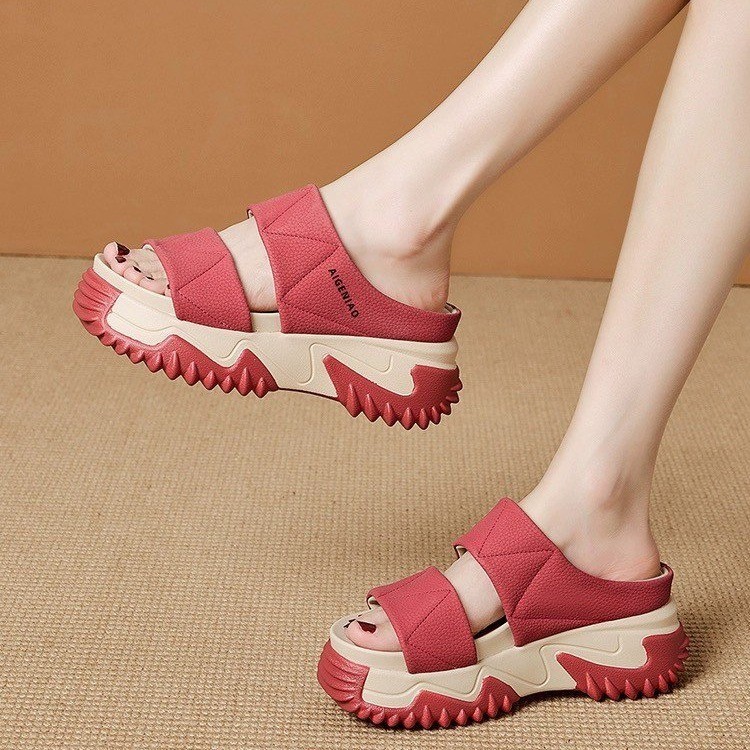 2023 verano de las mujeres sudor de la moda de estilo coreano transfronterizo cómodo muffin nudo zapatos de fondo suave estudiante Zapatos Sandalias