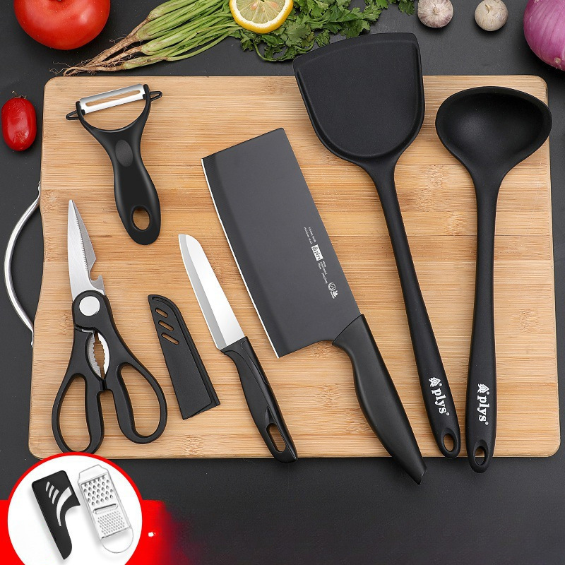 Kit de cuchillos de cocina combinación de cuchillos de cocina domésticos cuchillos de cocina tablero de cocina 2 en 1 tablero de corte cuchillos de cocina tablero de cocina un conjunto de acero inoxidable