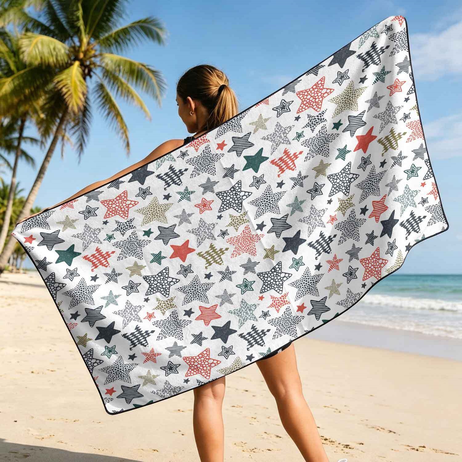 Geometric Bath Towel Car Seat Cover 2-in-1 Microfiber Outdoor Beach Car Dual-Use Universal Seat Cushion