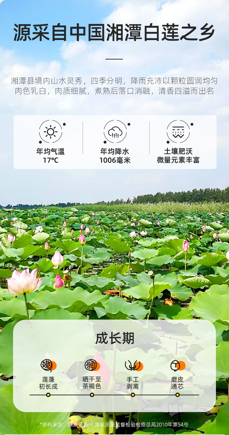 Peeled White Lotus Seeds Xiangtan Lotus Zi 208g Jar Hunan Specialty for Soup and Congee key features