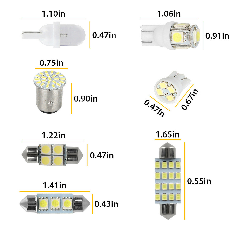 Car LED combination suit 14 28 42pcs T10 indicator width lamp double tip reading lamp license plate lamp indoor