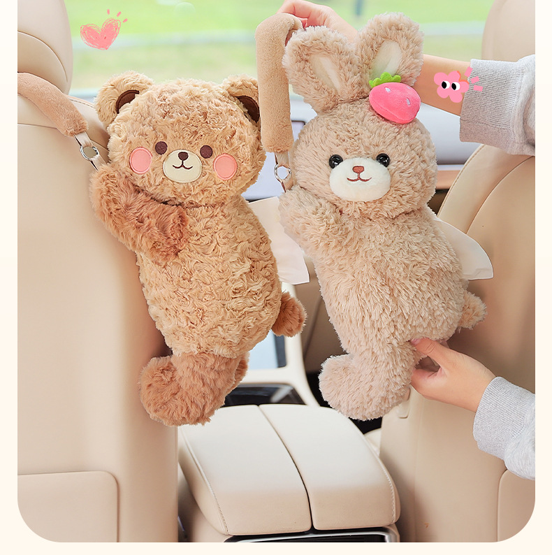 Car-mounted trash bin, hanging storage box for car seat back, multifunctional waterproof trash bin, cartoon car interior accessory