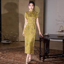 新款改良印花修身旗袍新中式复古高级感年轻款女孩碎花连衣裙显瘦