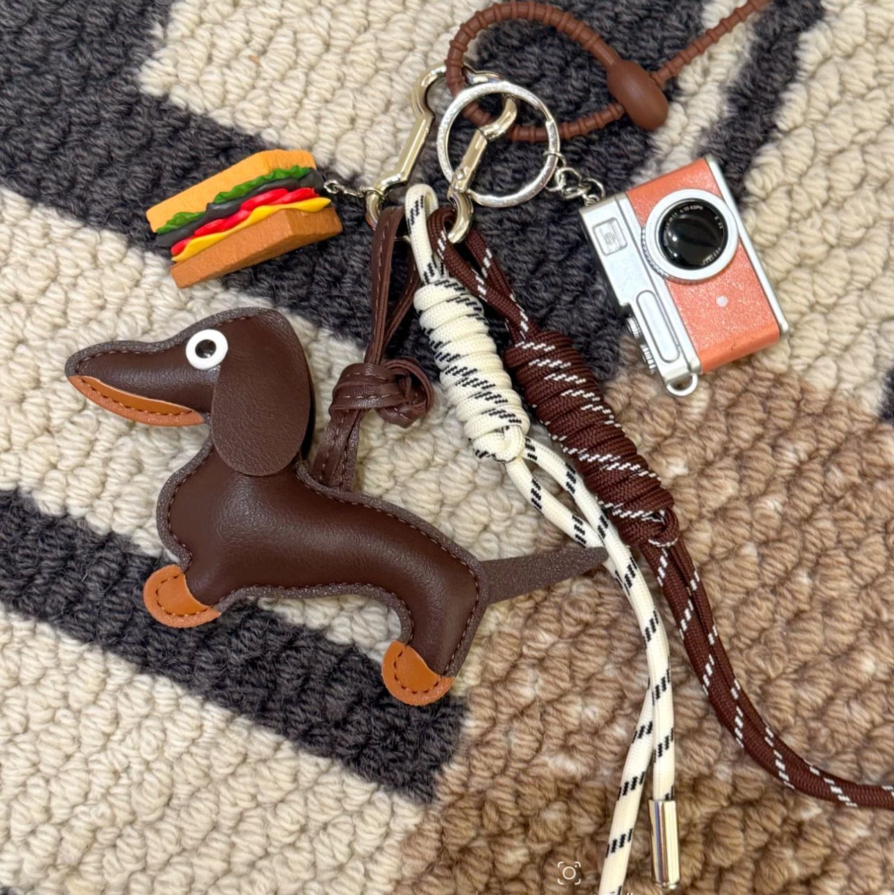 Sausage dog sandwich retro camera m style pendant