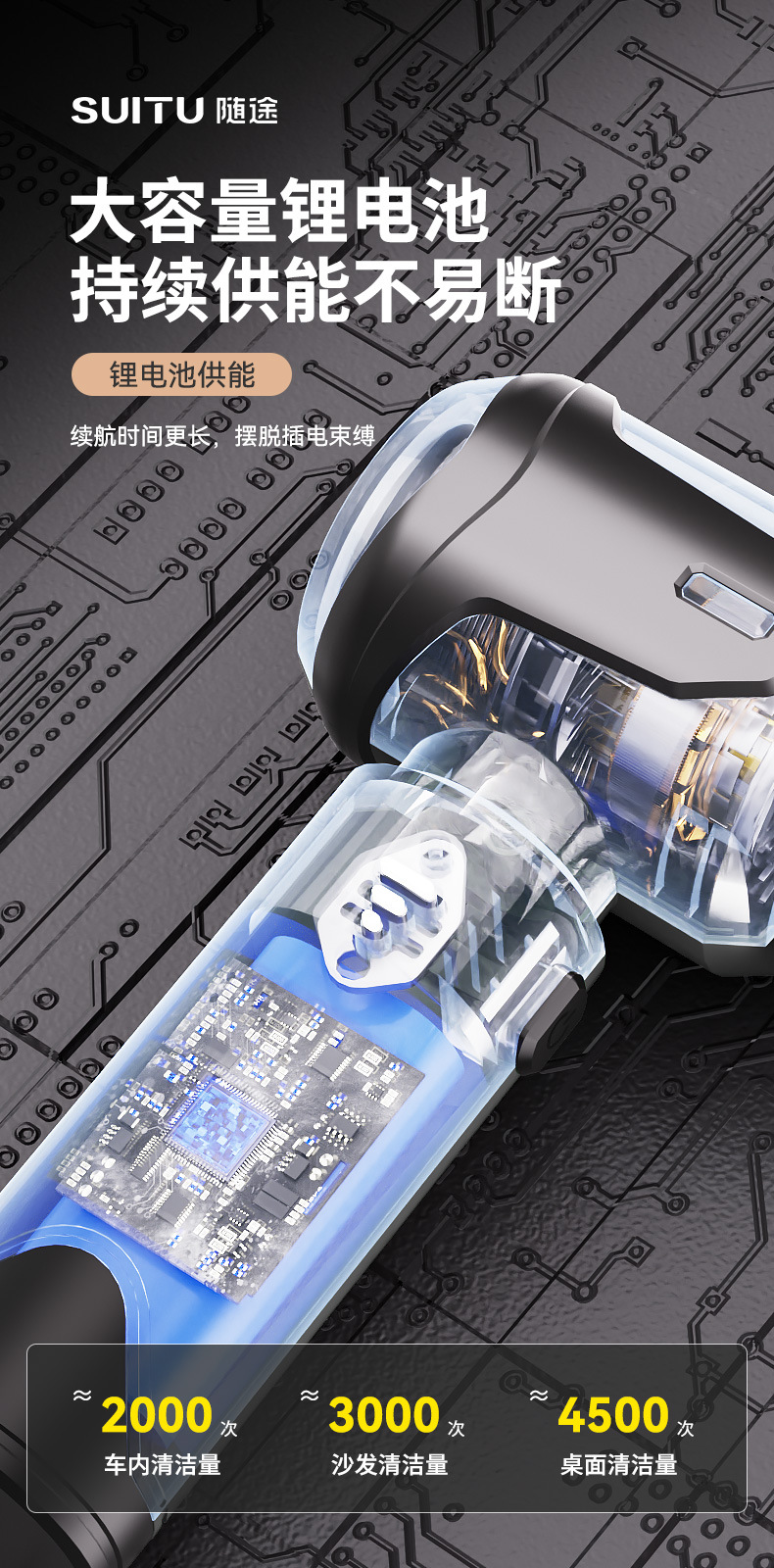 Car Vacuum Cleaner, Brushless, High Suction Power, Inflatable Blower, Handheld Dust Blower, Brushless, Multi-Functional, Rechargeable