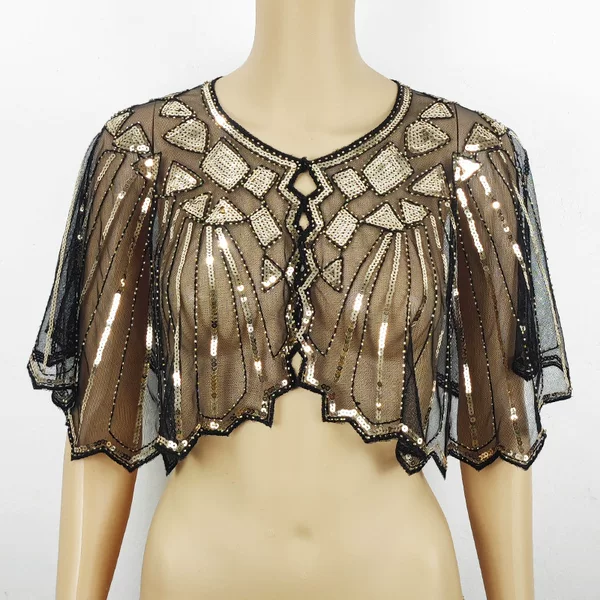 Dropshipping Shawl Women's Summer Sequined Mesh Beading European and American Sun Protection Outer Wear Thin Outwear Small Waistoutwear Elegant