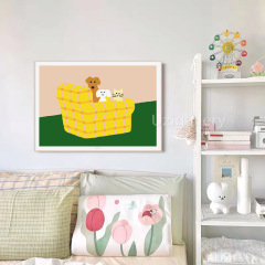 friend小貓小狗卡通客廳裝飾畫可愛狗狗臥室床頭掛畫斗櫃鞋櫃擺畫