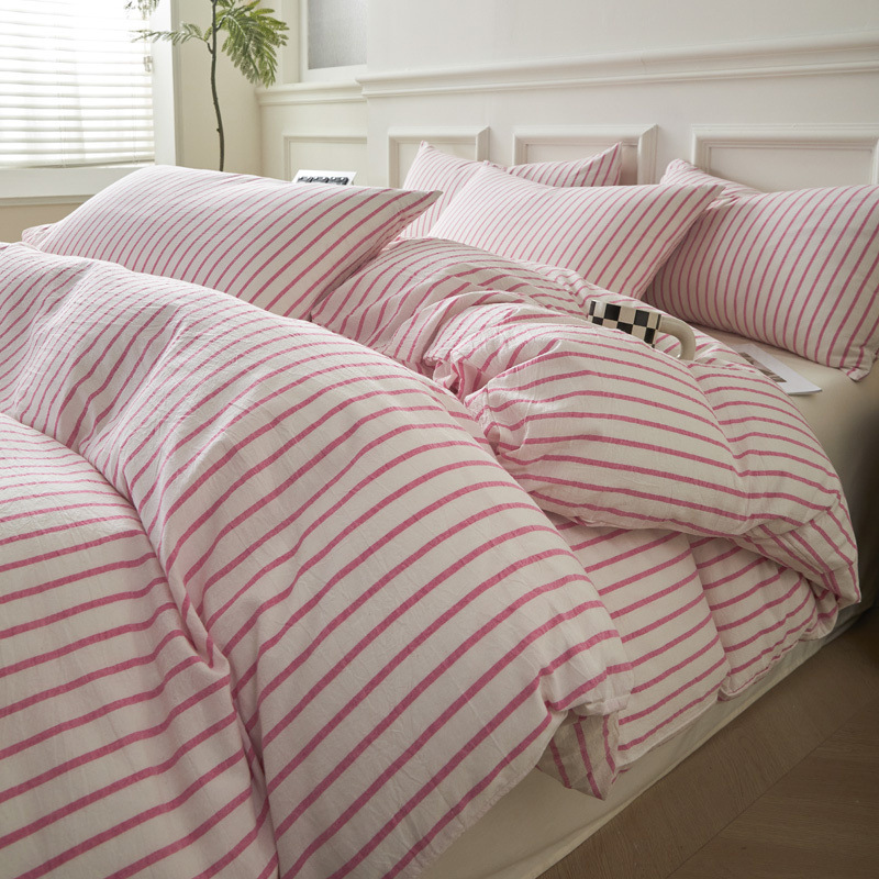 Nuevo estilo nórdico cama de algodón puro traje de cuatro piezas sábanas de algodón lavado de algodón edredón conjunto de dormitorio de tres piezas 2025 nuevo