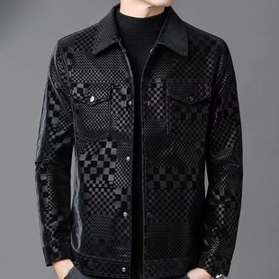TikTok Same Style 2024 Men's Spring Autumn and Winter Light Luxury Lapel Trendy All-match Fashion Jacket Coat JY60