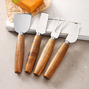 Cheese Knife suit stainless steel cheese knife wooden handle cheese butter knife fork suit European style baking cheese butter knife