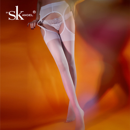 Sexy stockings for women, summer mask, soft four-sided crotchless garter stockings, hollow sexy lace pantyhose