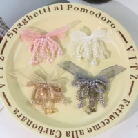 Осенний и зимний кружевной бант с бисером DIY обувь, цветы, сумки, аксессуары для волос, аксессуары для одежды, жемчужные украшения оптом