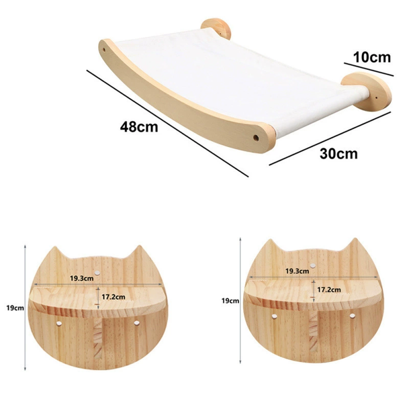 Wall-mounted Cat Climbing Frame, Sisal Hammock & Stairs, Modular Multi-Level Playset