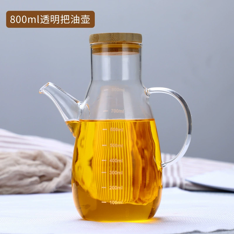 Cross-border supply of high borosilicate glass oil storage kettle with scale and controllable oil kettle for kitchen organization soy sauce and vinegar bottles