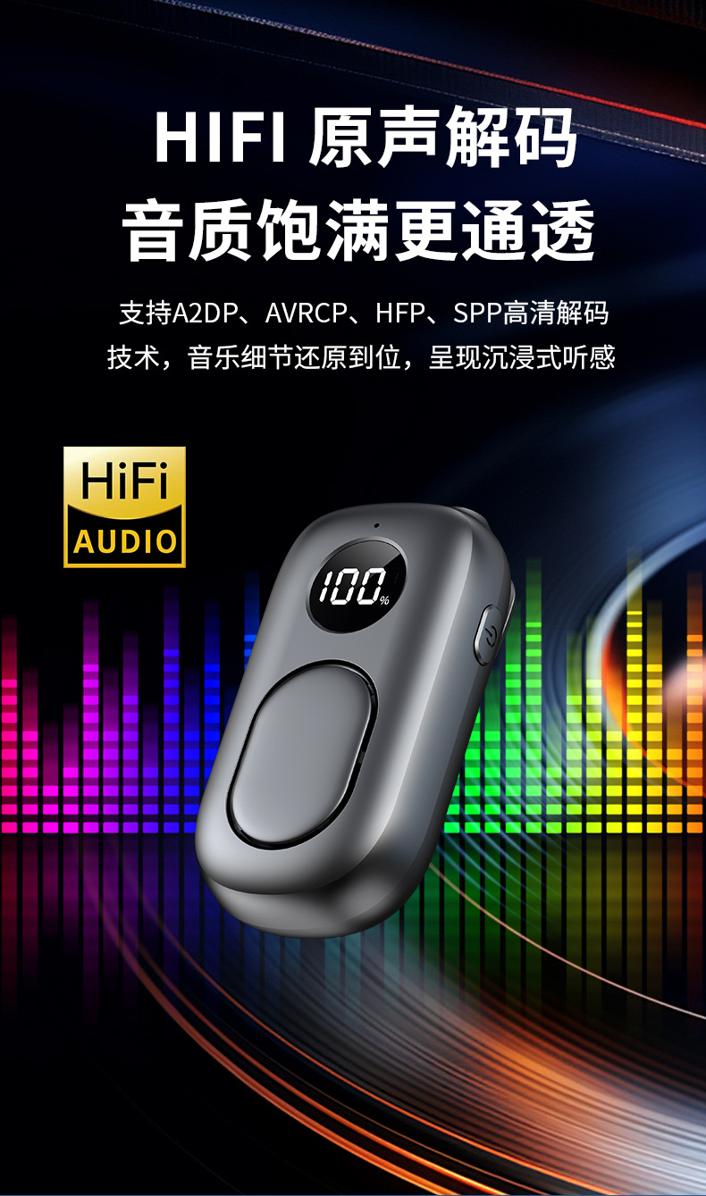 Sun Visor Bluetooth Hands-Free Headset with Built-In Speaker, Aux Audio Output, Clip-On Style, Convenient for Running