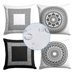 Hot-selling new European and American bohemian-style Greek-key pattern waterproof pillowcase—creative outdoor cushion cover for seating