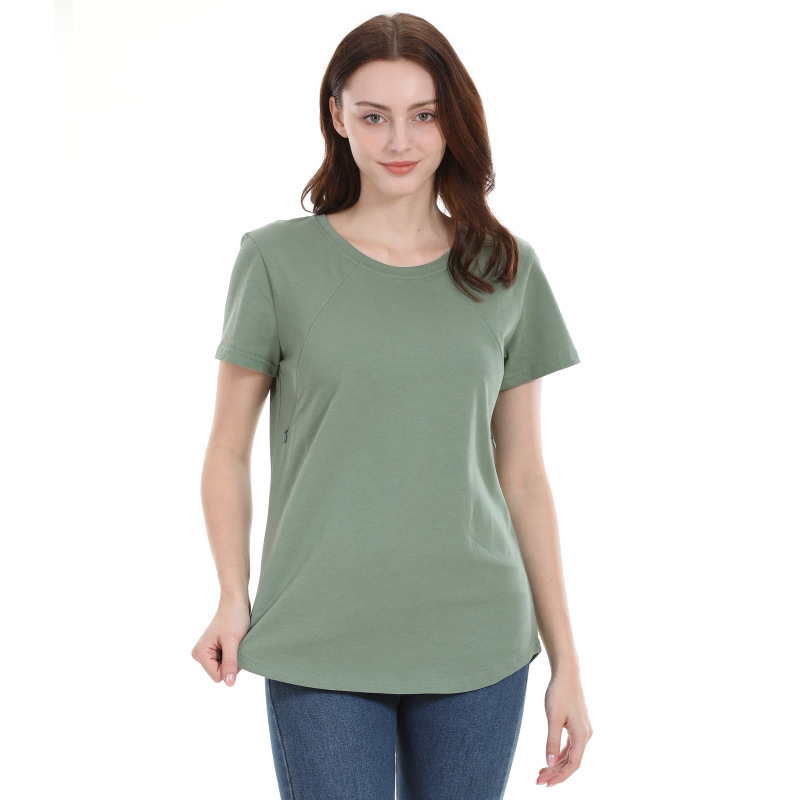 国境を越えた欧米の妊婦の上着の授乳服の外でゆったりした妊婦の半袖tシャツを着て、夏服の大きいサイズのS-5XLをあげます。|undefined
