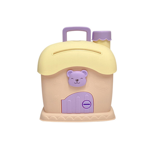 New type of children's gift piggy bank with high appearance and cute cartoon portable small house that can be accessed with key piggy bank