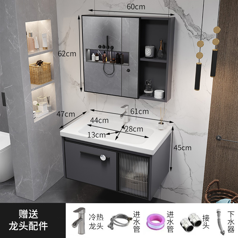 gabinete de baño combinado gabinete lavabo espacio aluminio tablero de fibra de carbono lavabo pequeño tipo lavabo