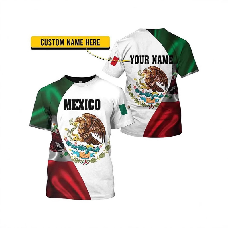 Cross-Border Export Aliexpress Hot Selling 3D Digital Printing Men's T-Shirt Short-Sleeved Casual Mexican Series Tops