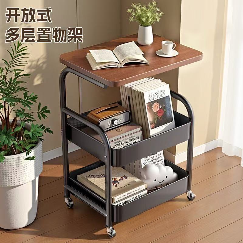 Mesa de té móvil pequeño carro de lado varios sofá de sala de estar almacenamiento con ruedas mesa de té de dormitorio estante de cabecera pequeña mesa