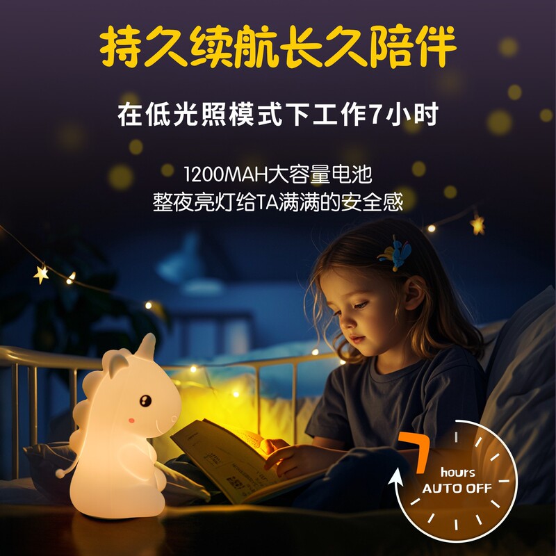 Cross-Border Popular Unicorn Pat Silicone Lamp Night Light Eye Protection Lamp Bedroom Atmosphere Table Lamp Children's Toy Gift
