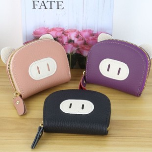 Top Layer Large Litchi Pattern Cowhide Women's Wallet Small, Simple and Convenient Multi-color Hand Zipper Wallet Pig Card