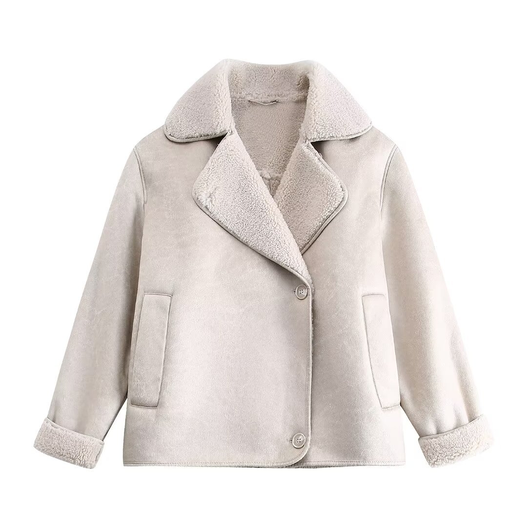 Dameskleding herfst en winter nieuwe losse warme jas met bontvoering_voghion.com
