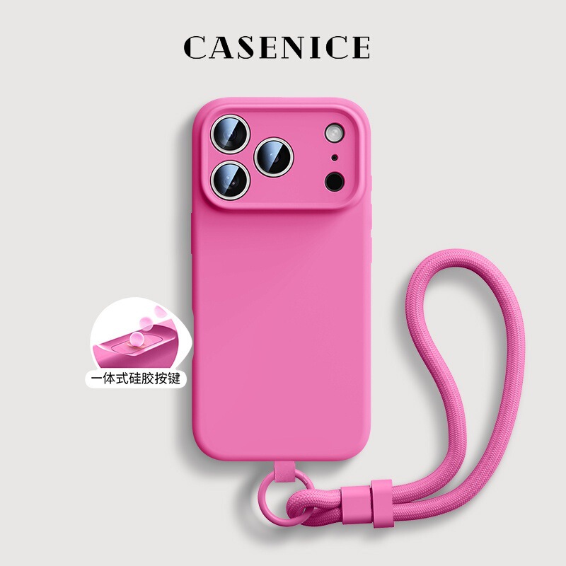 Suitable for Iphone17Promax Mobile Phone Case Liquid Silicone 16 Lanyard All-Inclusive 15 Camera Buttons 14 Men and Women 13