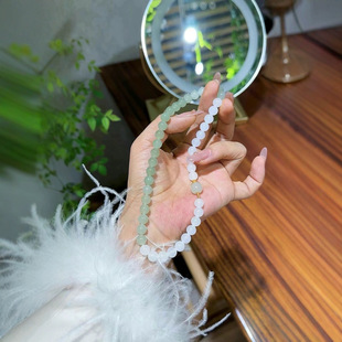 Hetian Jade-Double Circle Gradient Bracelet Boutique High Ice Jade Top Hand Show Temperament Show Skin Color