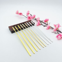 铜线压扁三孔发簪 电泳电镀保色古风步摇diy发饰配件新娘头饰直钗