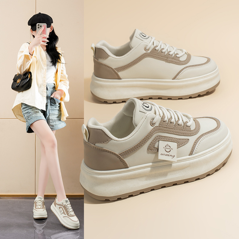2025 primavera zapatos de mujer nuevos zapatos blancos transpirables mujeres ins versión coreana de todo fósforo plataforma deportiva casual zapatillas de deporte zapatos de moda image 4