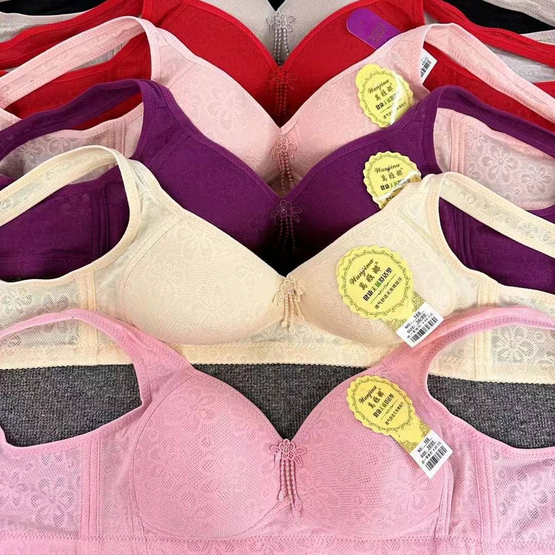 Bra de ropa interior de madres transfronterizas delgado de mediana edad sin anillo de acero cómodo bra de algodón reunido gran taza gran lote de bra