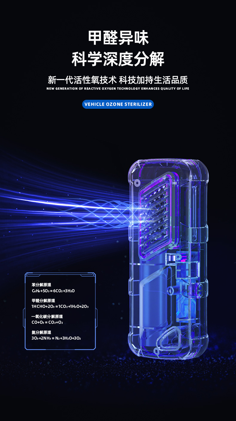 Mini Car Air Purifier, Deodorizer, Ozone Generator, Car Oxygen Bar, Formaldehyde Removal, Disinfection and Purification Artifact