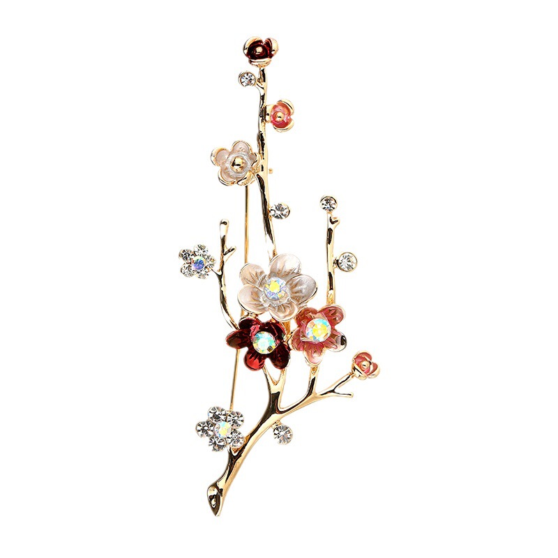 韓国の金色のレトロで優雅な花の胸の花はファッションの合金を組み合わせてダイヤモンドのブローチの女性の服を入れてアクセサリーを配合します。|undefined