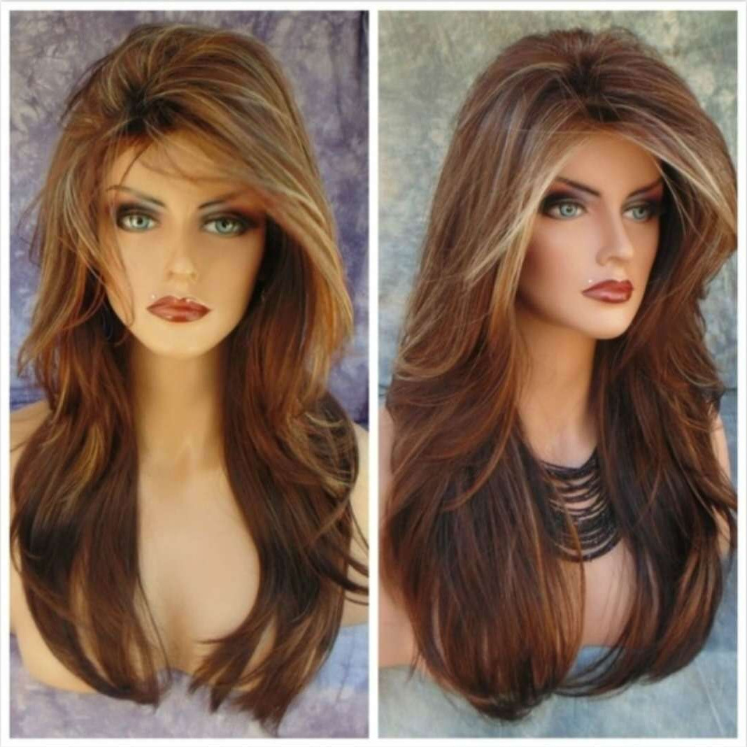 Transfronterizo europeo y americano nueva moda damas cabello de fibra química wig dorado dorado seda de alta temperatura fibra química gran onda peluca