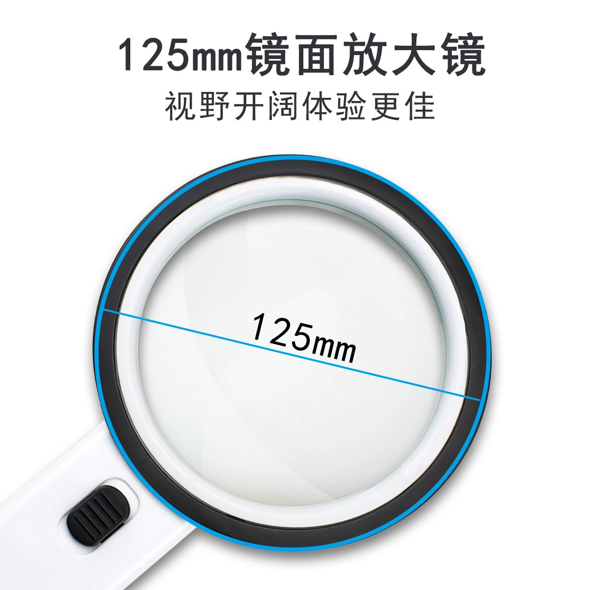 125-миллиметровая ручная Лупа 12 светодиодов с УФ-лампой для детектора денег, большое зеркальное стекло для пожилых людей, читающих книги и газеты