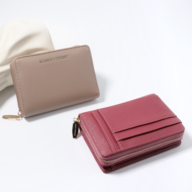 Lini'an's new cross-pattern wallet for women is a short, compact, ultra-thin wallet, simple student coin purse Lini'an's new cross-pattern wallet for women is a short, compact, ultra-thin wallet, simple student coin purse