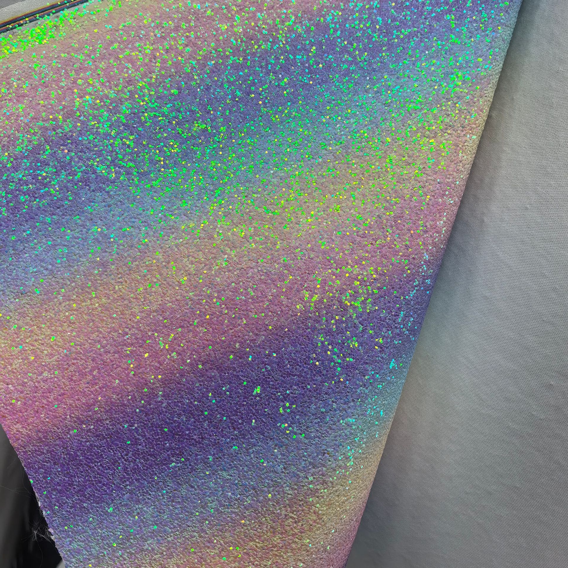 Pu Leather with Glitter, Coarse Powder, Shiny Glitter, Glitter Powder, Bead Fabric, Glitter Fabric, Large and Small Hexagonal Pieces, Iron-On Beads