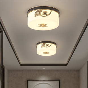New Chinese-Style Corridor Led Copper Lamp, Chinese-Style All-Copper Round Ceiling Lamp, Corridor Lamp, Balcony Stairwell Coat Rack