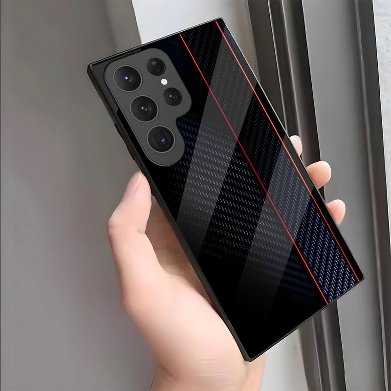 Cross-Border Distribution of Kevlar Texture Samsung S25Ultra Full-Cover Glass Galaxy S24 High-End Phone Case