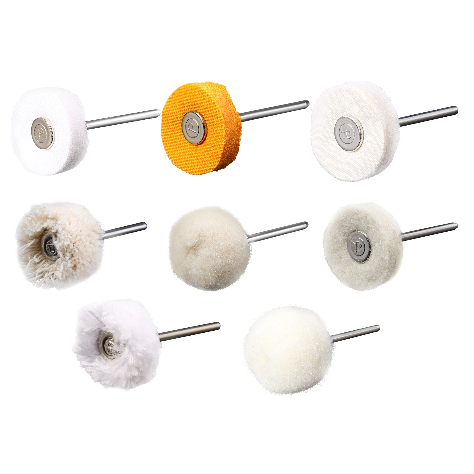 抛光羊毛轮带柄镜面抛光玉石木珠核桃黄布打磨首饰工具2.35毫米柄