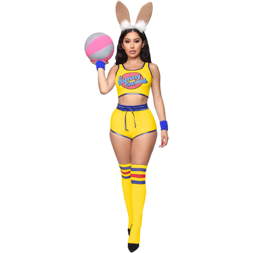 Cross-border women's basketball and football exhibition tops and shorts headwear set of three cheerleader cheerleading performance costumes